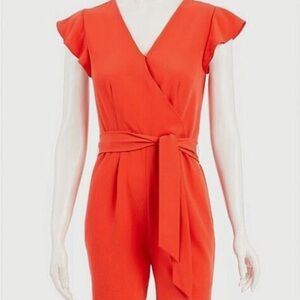 Ann Taylor Factory, coral romper with pockets and belt, size 6